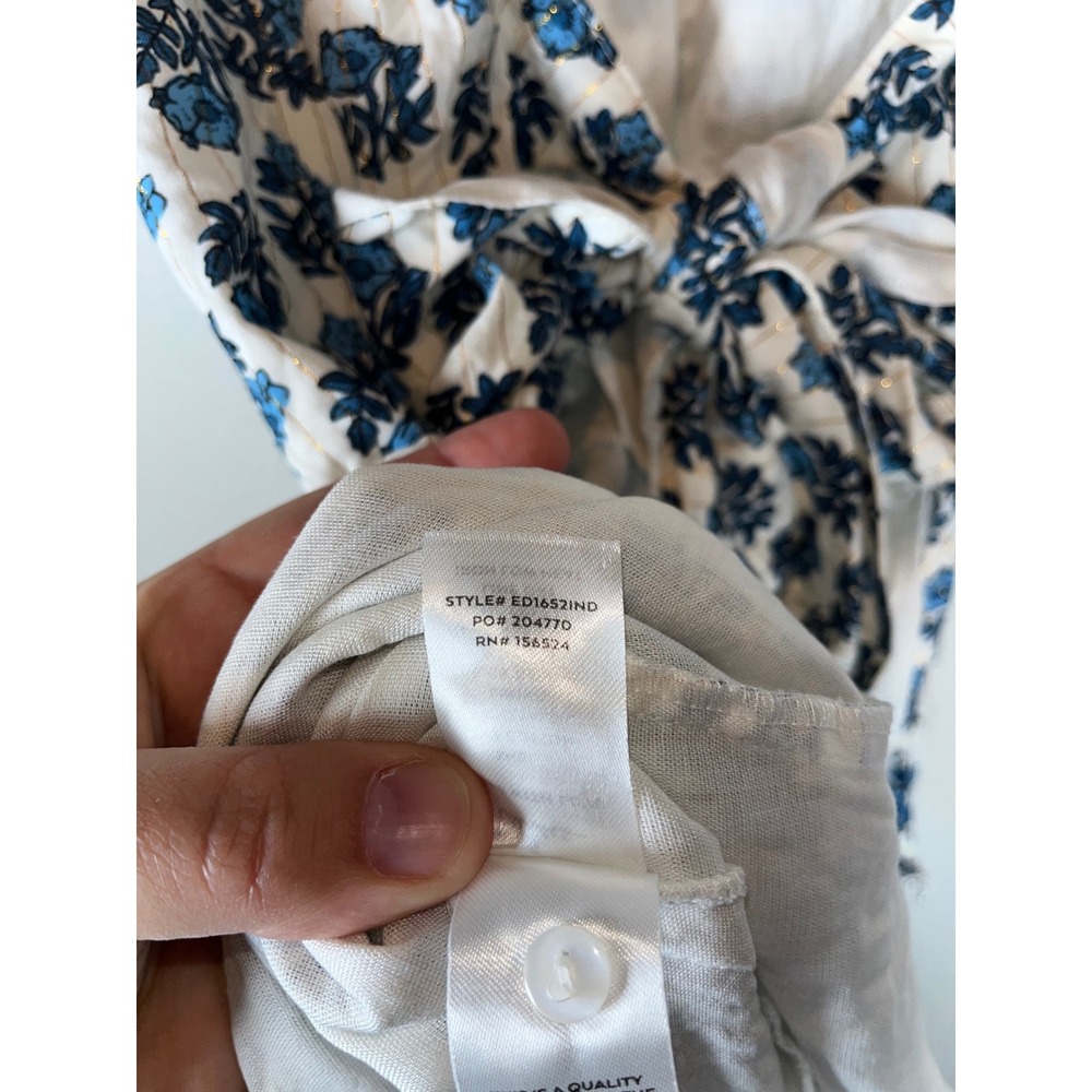 FLAW Lulus Flirty Fave Ivory Floral Print Tie-Back Midi Dress Sleeveless Blue LG - Picture 10 of 11
